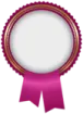 a pink rosette with a gold border