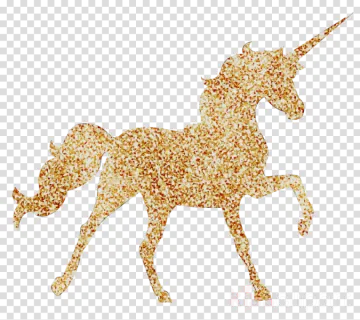 a golden unicorn silhouette on a white background