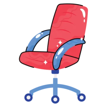 a red and blue office chair