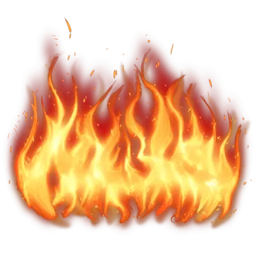a burning fire on a white background