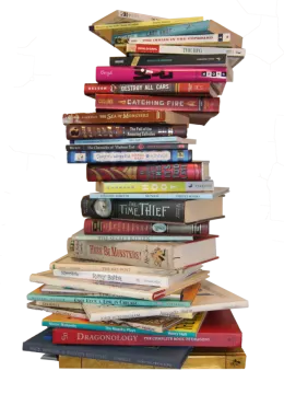 a stack of books stacked on top of each other books