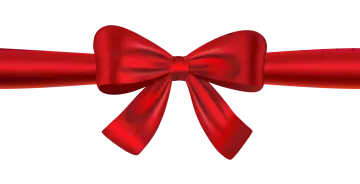 a red ribbon with a bow on it