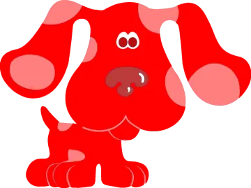 a red dog sitting down on the ground