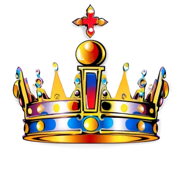 a colorful crown with a cross on top