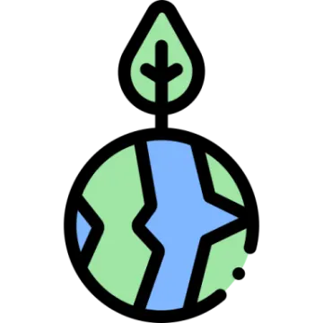 the earth with a green leaf on it