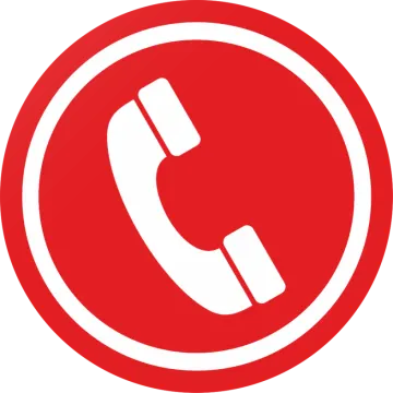 a red and white phone icon