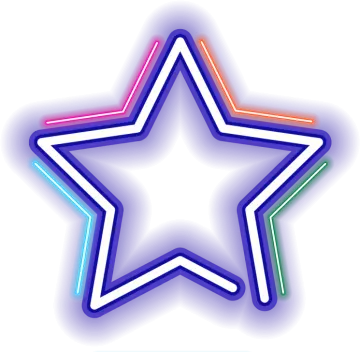 a neon star sign on a white background