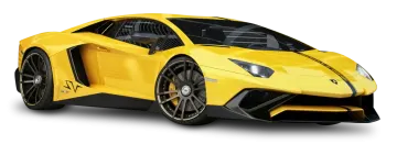a yellow sports car on white background
