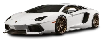 a white lamb car with gold rims