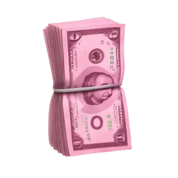 a stack of money on a white background