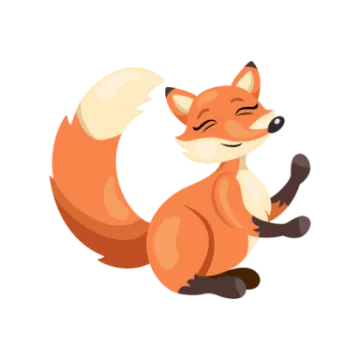 a cartoon fox sitting on the ground