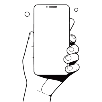 a hand holding a phone with a blank screen