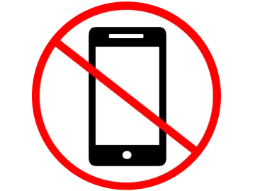 a no phone sign on a white background