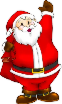 a cartoon santa claus with a bag of gifts