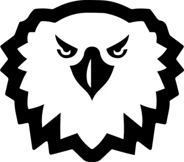 a black and white image of an eagle head
