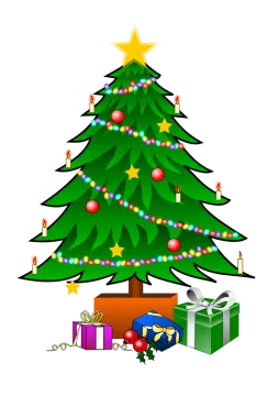 a christmas tree with presents around it