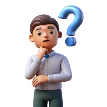 a cartoon character with a question sign above his head