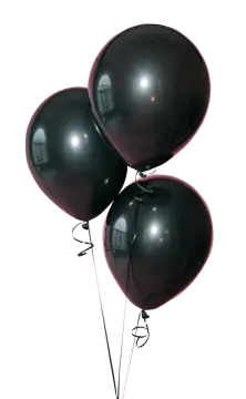 a bunch of black balloons