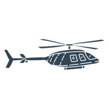 a helicopter icon on a white background