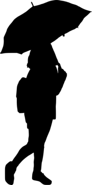 a silhouette of a woman with an umbrella