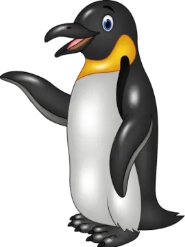a cartoon penguin standing on its hinds