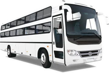 a white bus is shown in this image