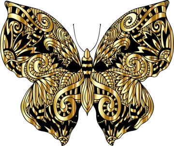a gold butterfly with intricate patterns