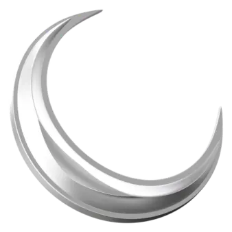 a silver crescent on a white background