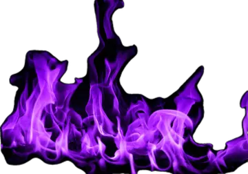 a purple flame on white background
