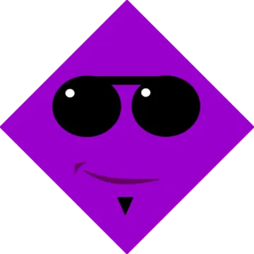 a purple diamond with sunglasses on it