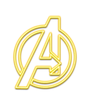the avengers logo in neon yellow
