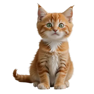 a small orange and white kitten sitting down