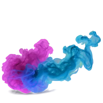 blue and pink smoke on a white background