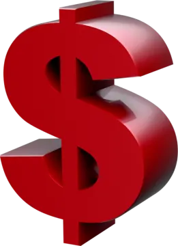 a red dollar sign on a white background