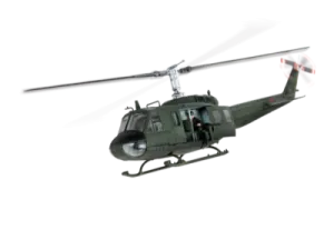 a helicopter is flying in the air
