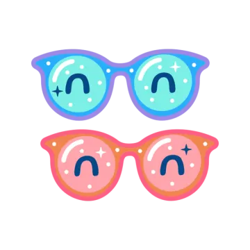 a pair of sunglasses with blue and pink lenses