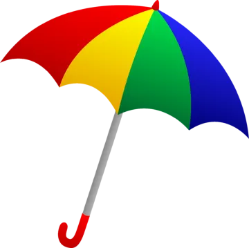 a rainbow colored umbrella on a white background