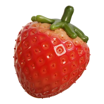 a close up of a strawberry on a white background
