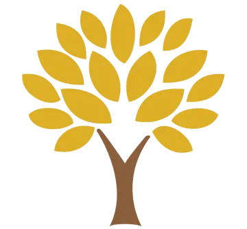 a yellow tree with brown leaves