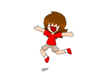 a cartoon girl running with her arms outstretched