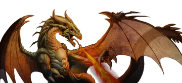 a dragon is fighting with a fire breathing
