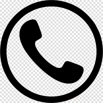 a black and white phone icon in a circle