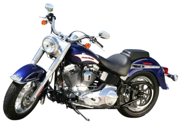 a blue and white motorcycle on a white background