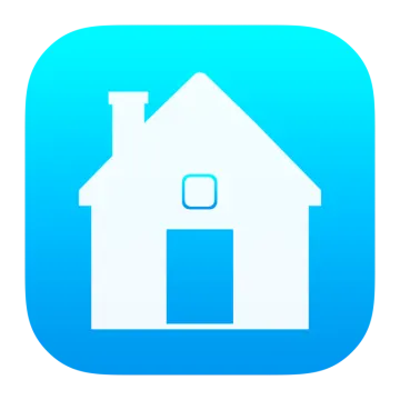 a white house icon on a blue background