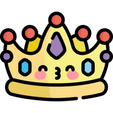 a cartoon crown with many colored dots