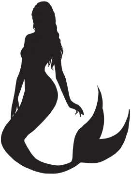 a silhouette of a mermaid in black and white