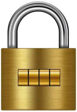 a golden padlock on a white background