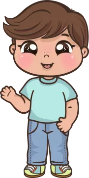 a little boy with brown hair and blue jeans