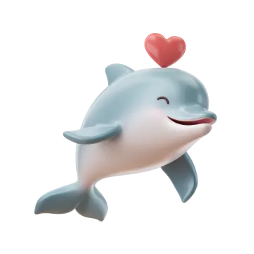 a dolphin with a heart on its nose