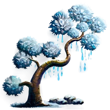 a painting of a tree with snow on it